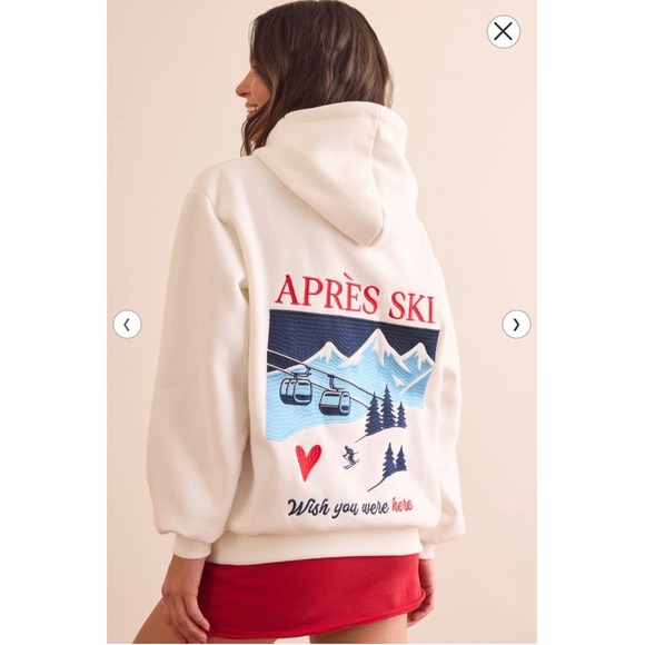 Altar'd State Tops - Altar'd State AS Revival Cream Apres Ski Embroidered Hoodie Whipstitch Size XXS